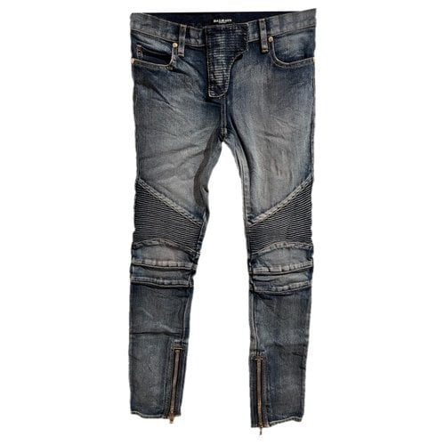 Pre-owned Balmain Slim Jeans In Blue