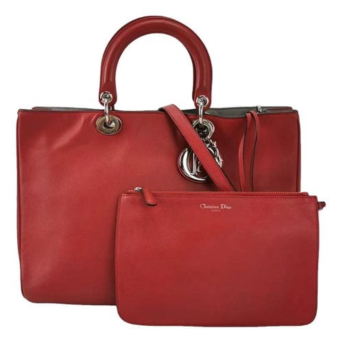 Pre-owned Dior Issimo Leather Tote In Red