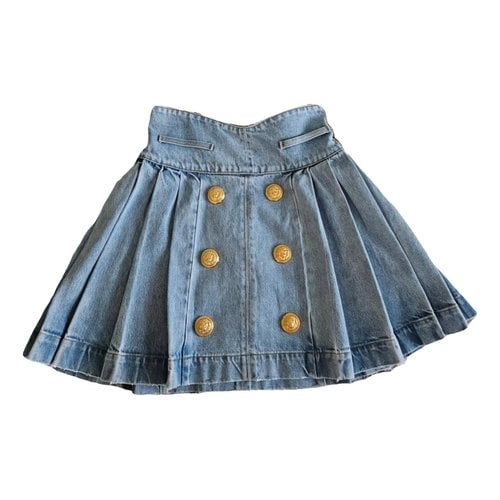 Pre-owned Balmain Mid-length Skirt In Blue