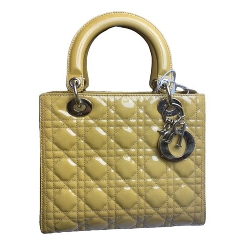 Pre-owned Dior Patent Leather Handbag In Yellow