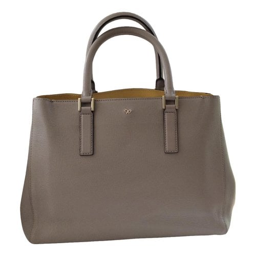 Pre-owned Anya Hindmarch Leather Handbag In Beige