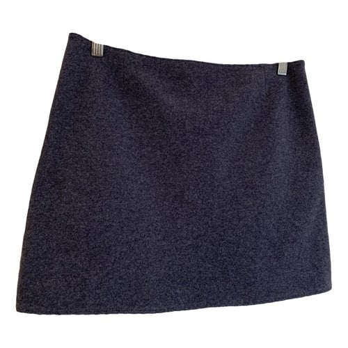 Pre-owned Miu Miu Wool Mini Skirt In Grey