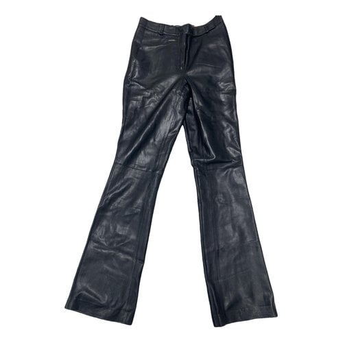 Pre-owned Burberry Leather Large Pants In Black
