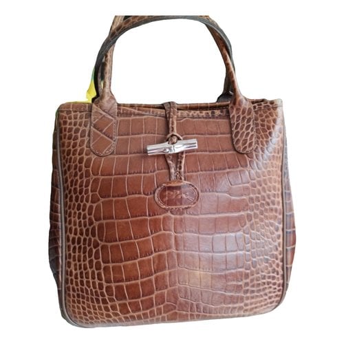 Pre-owned Longchamp Roseau Leather Handbag In Brown