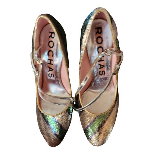 Pre-owned Rochas Glitter Heels In Metallic