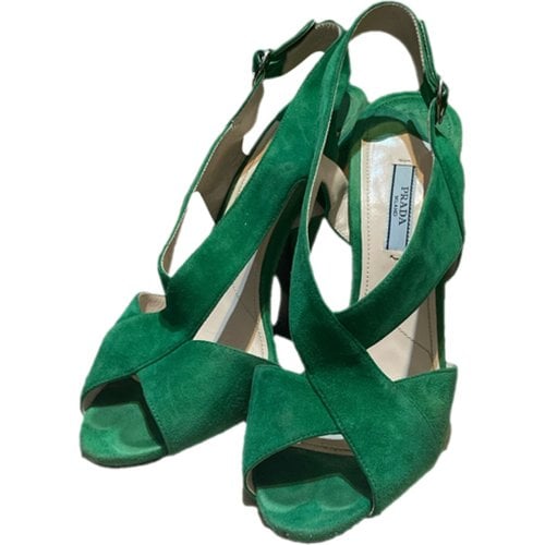 Pre-owned Prada Sandals In Green