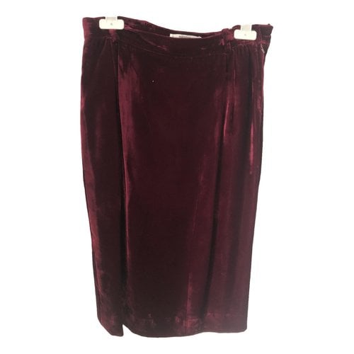 Pre-owned Valentino Velvet Maxi Skirt In Burgundy