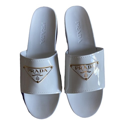 Pre-owned Prada Leather Mules & Clogs In White