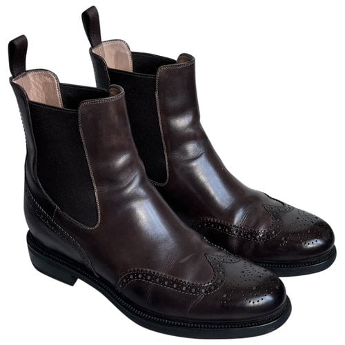 Pre-owned Santoni Leather Boots In Brown