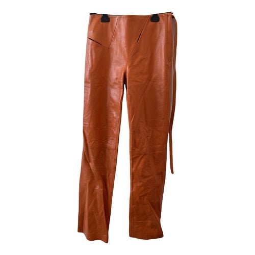 Pre-owned Supriya Lele Leather Trousers In Orange