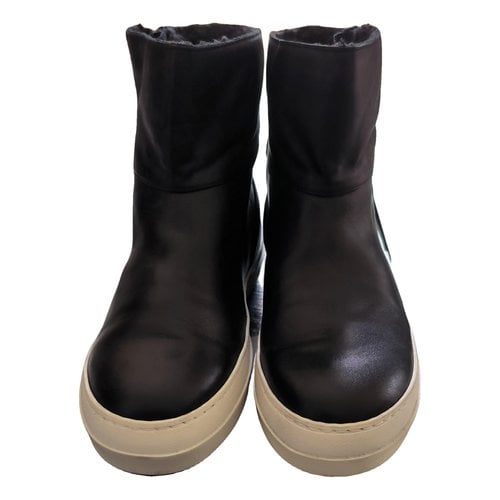 Pre-owned Marella Leather Snow Boots In Black