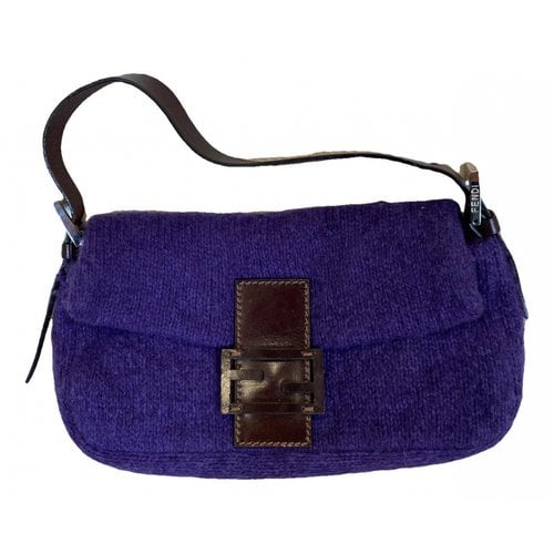 Pre-owned Fendi Baguette Wool Handbag In Purple