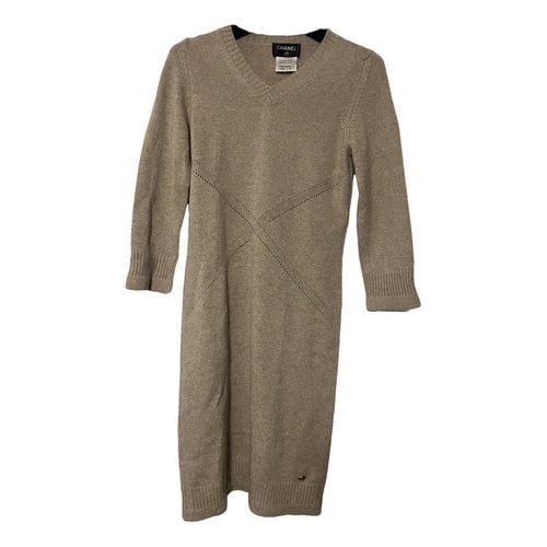 Pre-owned Chanel Cashmere Mid-length Dress In Beige