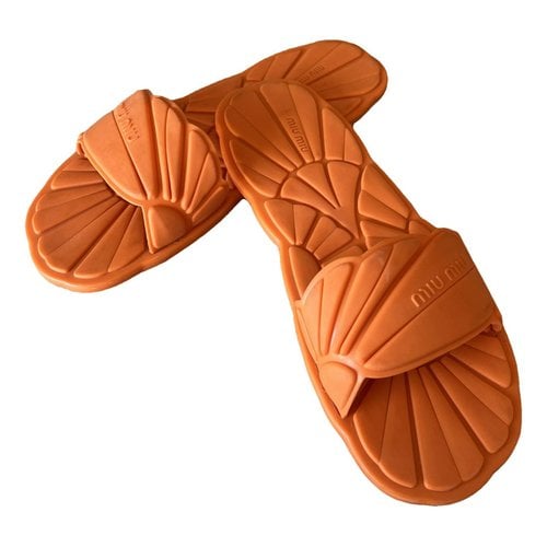 Pre-owned Miu Miu Flip Flops In Orange