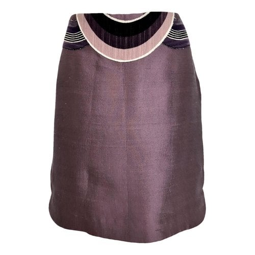 Pre-owned Miu Miu Silk Mini Skirt In Purple