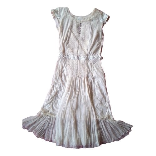 Pre-owned Louis Vuitton Silk Mid-length Dress In White