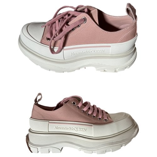 Pre-owned Alexander Mcqueen Tread Slick Cloth Trainers In Pink