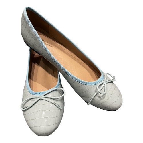 Pre-owned French Sole Leather Ballet Flats In Turquoise