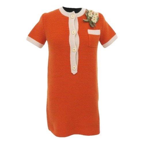 Pre-owned Gucci Wool Mini Dress In Orange