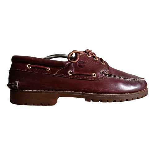 Pre-owned Timberland Leather Flats In Burgundy