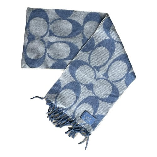 Pre-owned Coach Wool Scarf In Blue