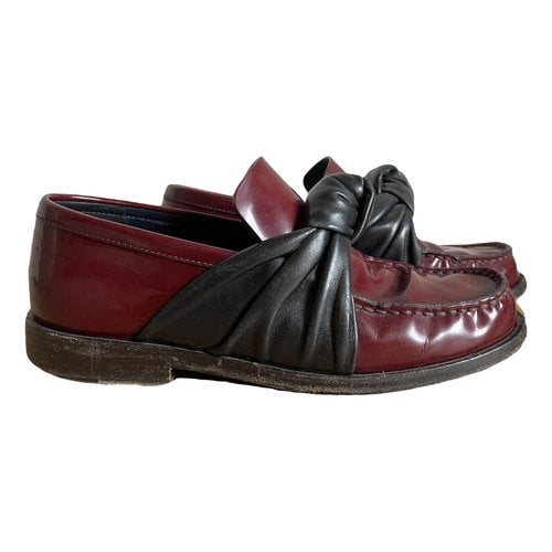 Pre-owned Celine Patent Leather Flats In Burgundy