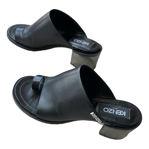 Pre-owned Kenzo Leather Mules In Black