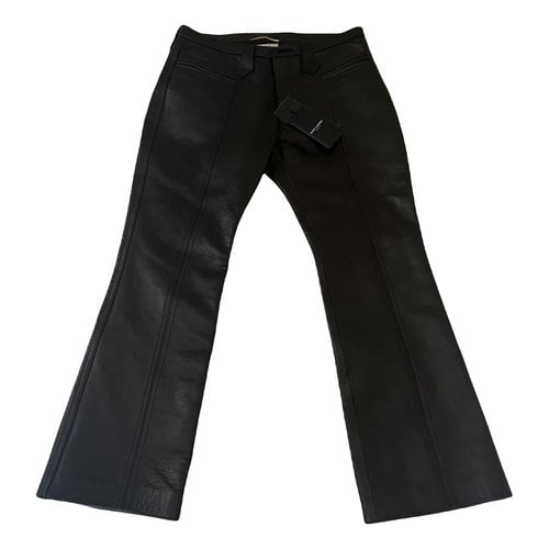Pre-owned Saint Laurent Leather Straight Pants In Brown