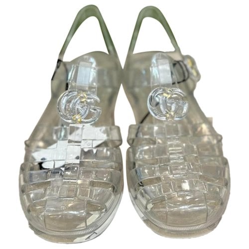 Pre-owned Gucci Web Sandals In White