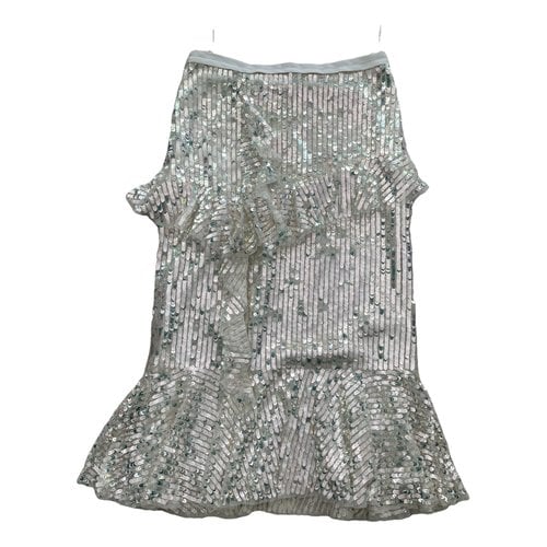 Pre-owned Needle & Thread Glitter Mid-length Skirt In Metallic