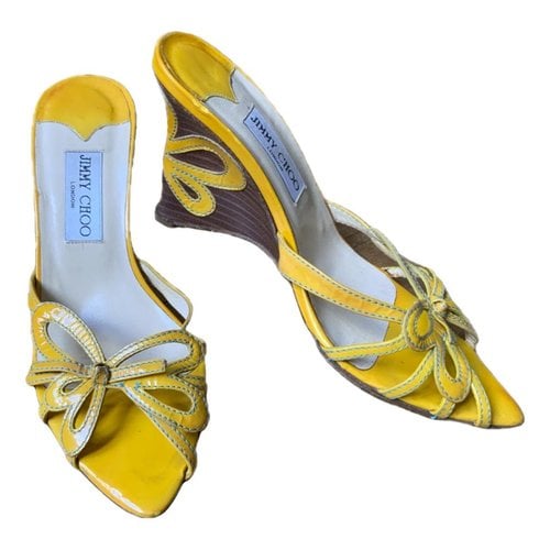 Pre-owned Jimmy Choo Patent Leather Mules In Yellow