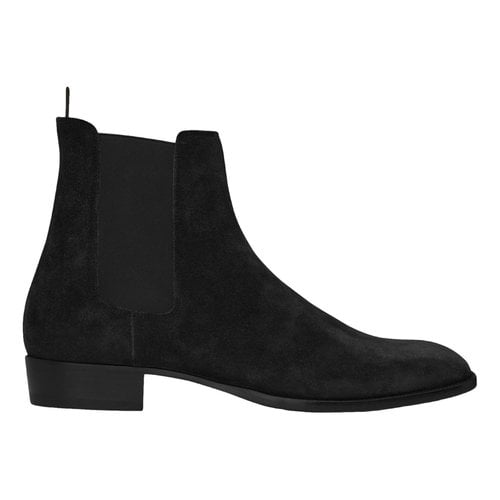 Pre-owned Saint Laurent Wyatt Boots In Black