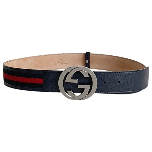 Pre-owned Gucci Blondie Leather Belt In Blue