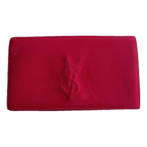 Pre-owned Saint Laurent Patent Leather Clutch Bag In Pink