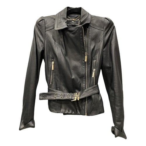 Pre-owned Elisabetta Franchi Leather Jacket In Black