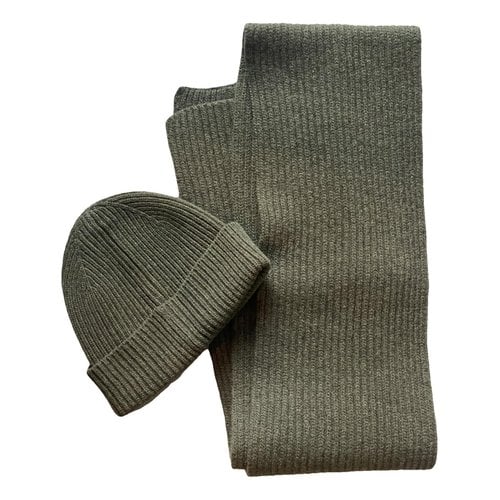 Pre-owned Sandro Wool Scarf & Pocket Square In Khaki