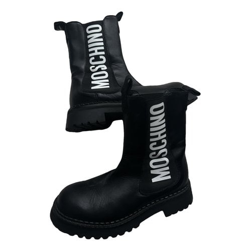 Pre-owned Moschino Leather Boots In Black