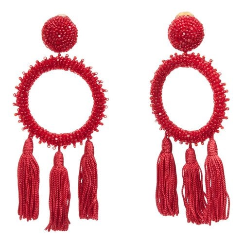 Pre-owned Oscar De La Renta Cloth Earrings In Red