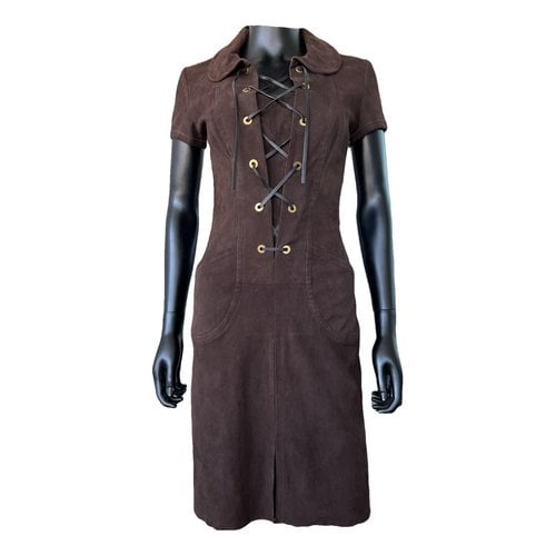 Pre-owned Louis Vuitton Leather Mid-length Dress In Brown