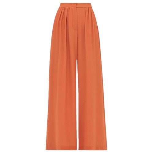 Pre-owned Max Mara Atelier Silk Straight Pants In Orange