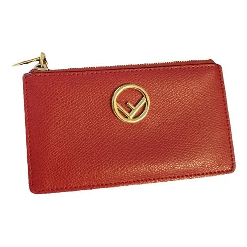 Pre-owned Fendi Leather Card Wallet In Red
