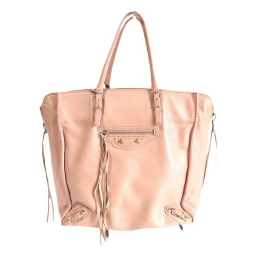 Pre-owned Balenciaga Papier Leather Tote In Pink
