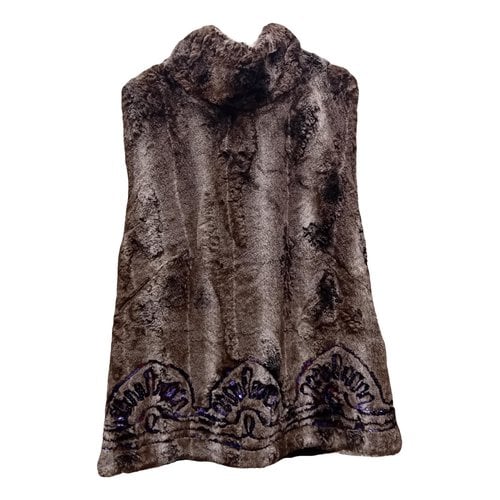 Pre-owned Atos Lombardini Faux Fur Vest In Brown