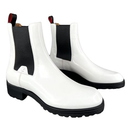 Pre-owned Christian Louboutin Leather Boots In White
