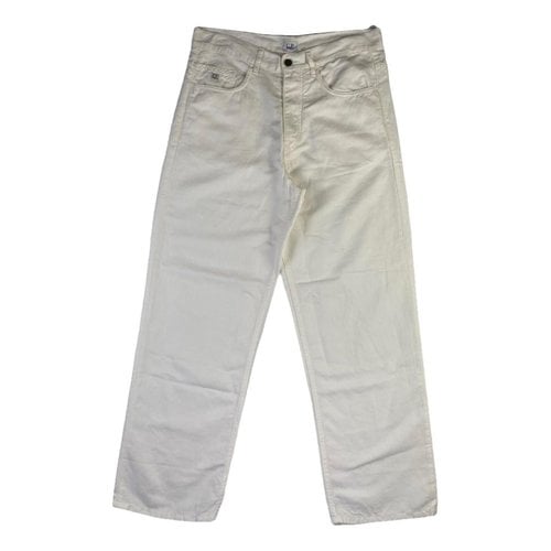 Pre-owned C.p. Company Linen Trousers In White