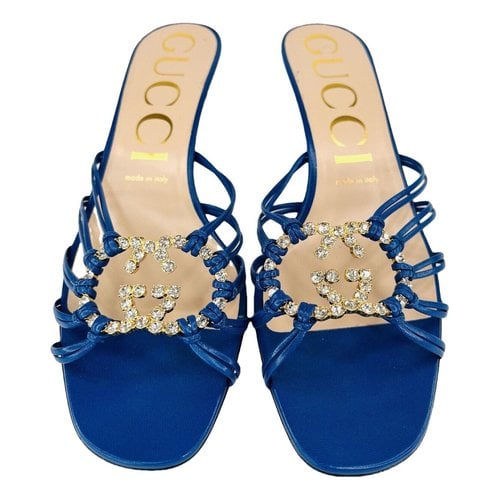 Pre-owned Gucci Leather Mules In Blue