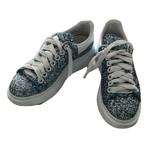 Pre-owned Alexander Mcqueen Glitter Trainers In Blue