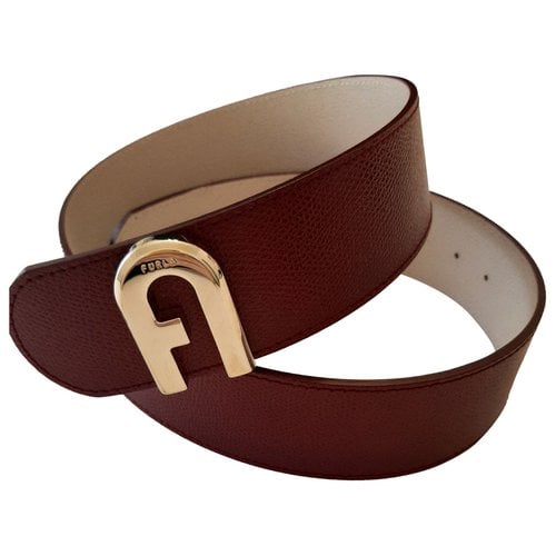 Pre-owned Furla Leather Belt In Burgundy