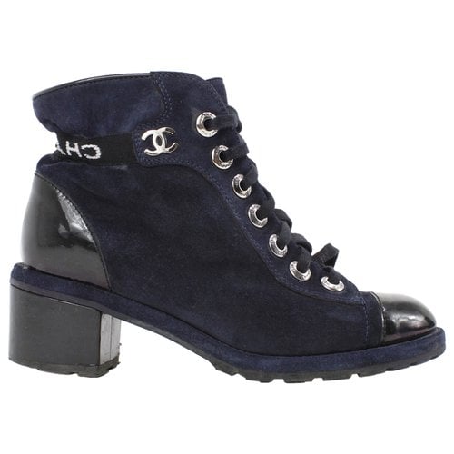 Pre-owned Chanel Leather Boots In Blue