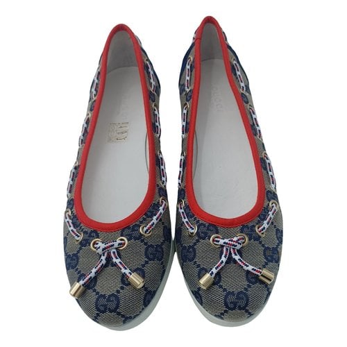 Pre-owned Gucci Cloth Ballet Flats In Blue